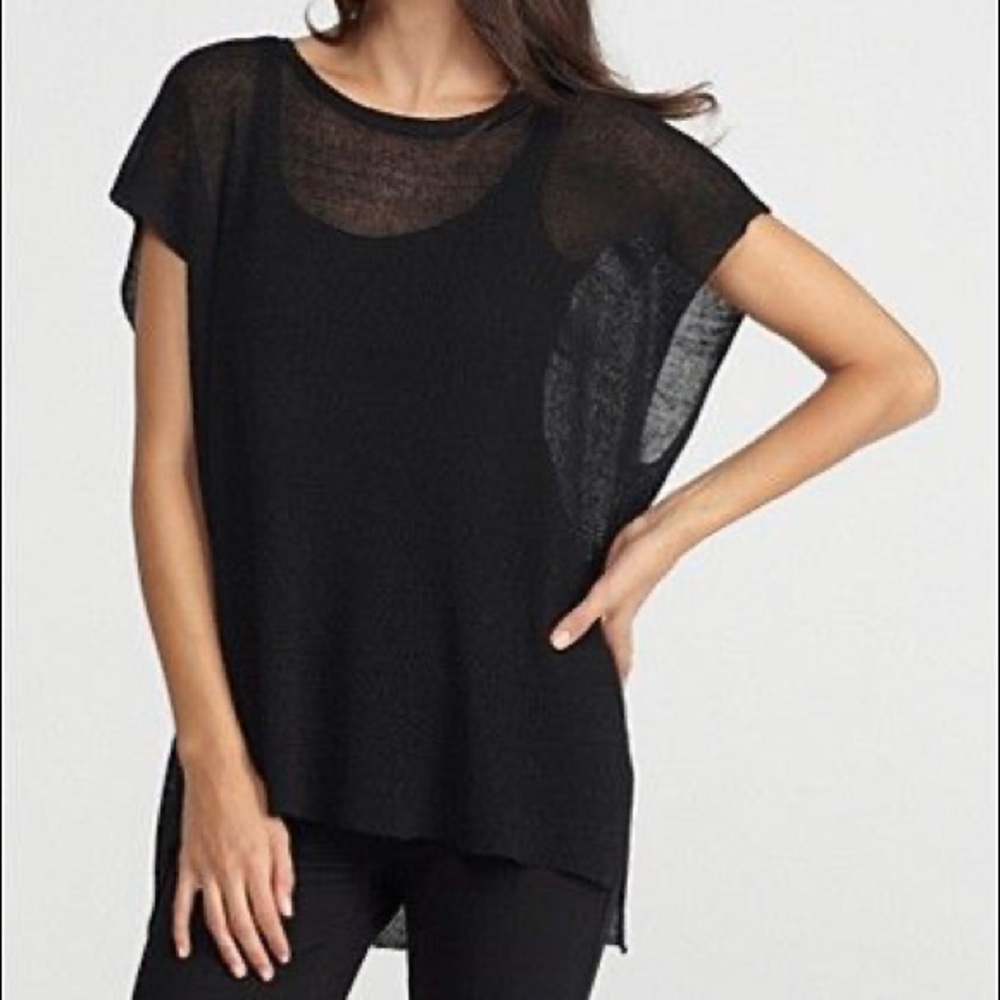 Eileen Fisher black Italian yarn knit tunic M